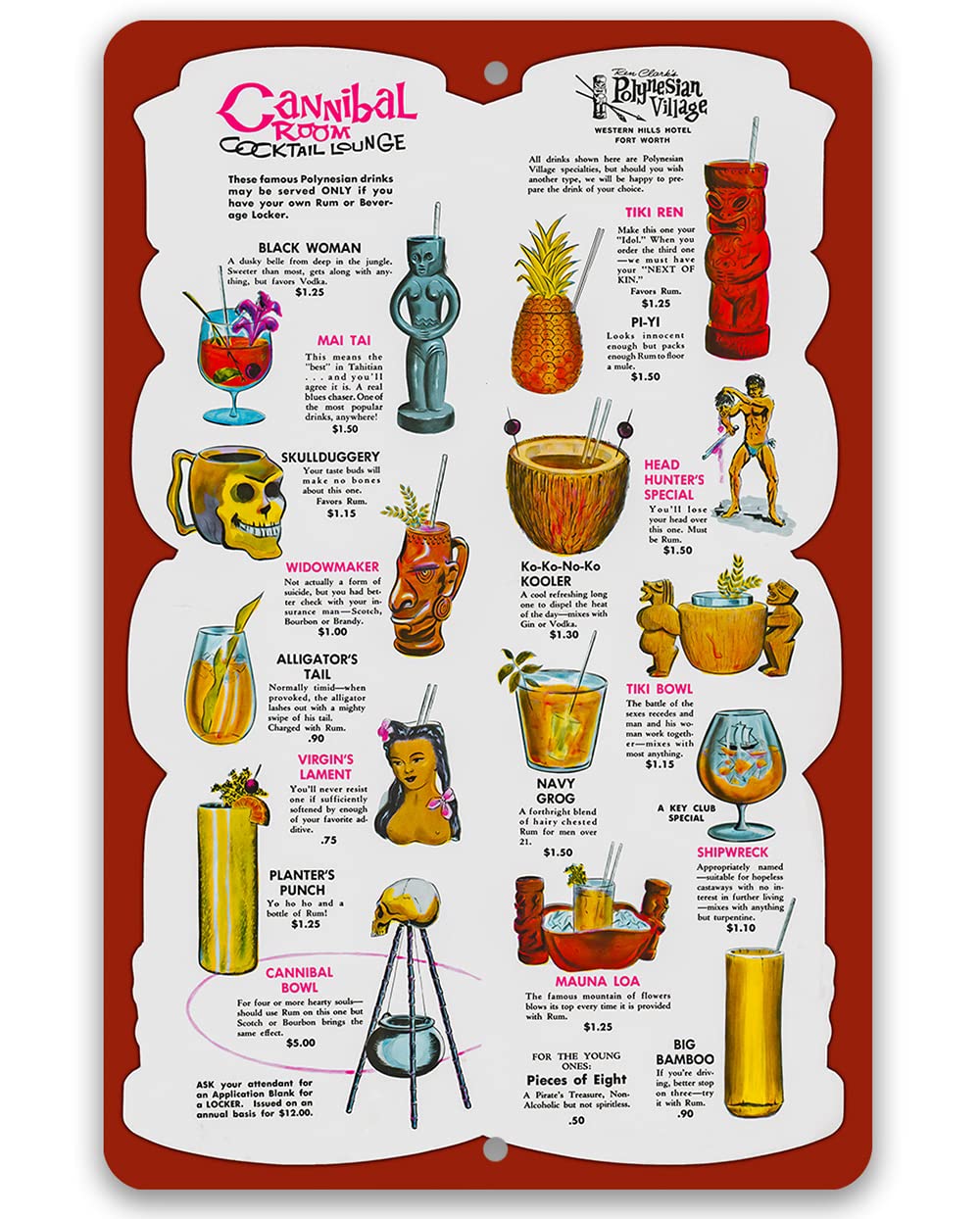 Home Bar Lounge - Menu Bevande Cannibal Room Tiki Lounge
